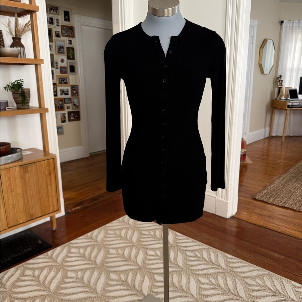 SNDYS Henley Mini Dress - Black - Large